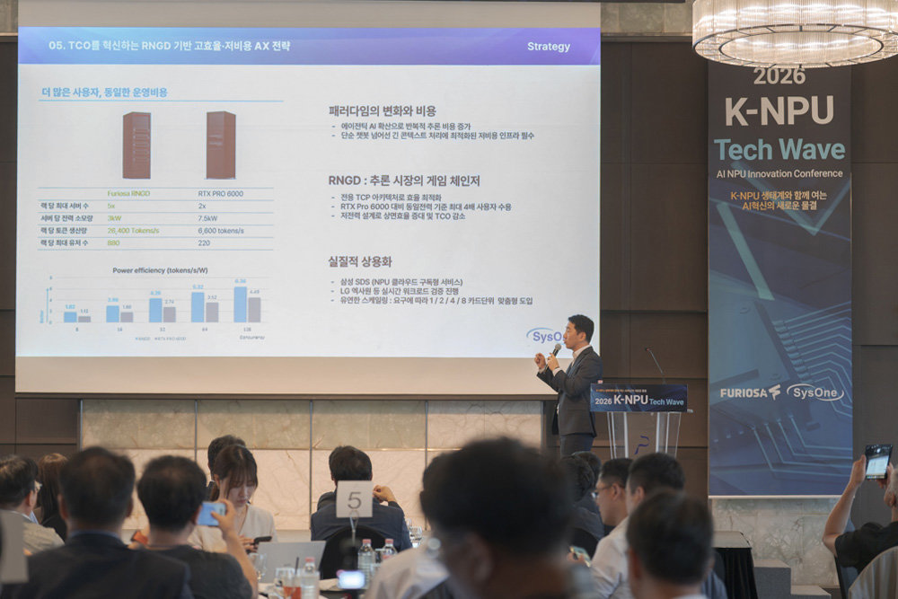 RNGD 서버 렉과 엔비디아 RTX PRO 6000 기반 서버의 성능 비교 / 출처=IT동아
