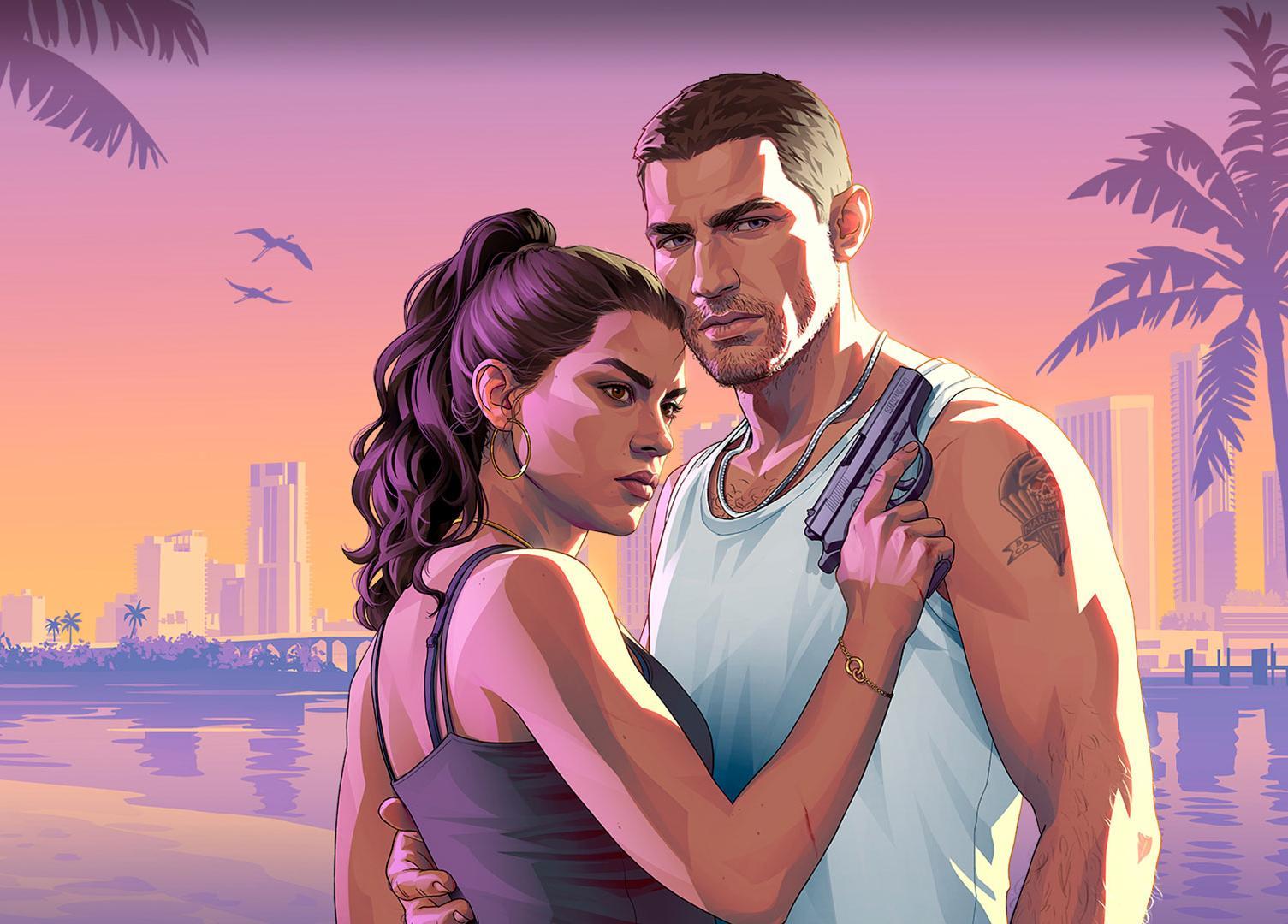 GTA6 주인공인 루시아 카미노스(왼쪽)와 제이슨 듀발(오른쪽) 일러스트. MS X박스 제공