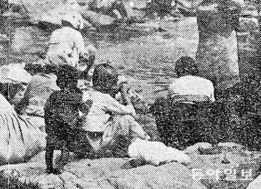 위 사진을 자르니 아이의 모습이 보입니다.  빨래하는 엄마의 일이 얼른 끝나길 기다리고 있습니다.