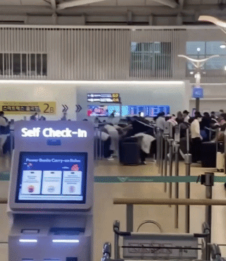 19일 인천공항공사에 따르면 지난 2일 새벽 인천국제공항 제1여객터미널 탑승 수속 구역에서 수십명의 승객들이 카운터 개방 직후 통제선을 무시하고 돌진하는 상황이 벌어졌다. 영상=온라인 커뮤니티 캡처
