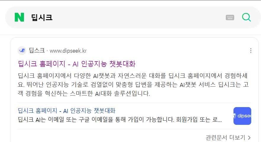 네이버에서 검색되는 ‘딥시크(DIPSEEK)’ / 출처=IT동아