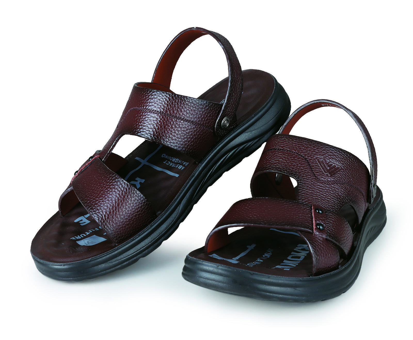 천연 소가죽 멀티 샌들 브라운.