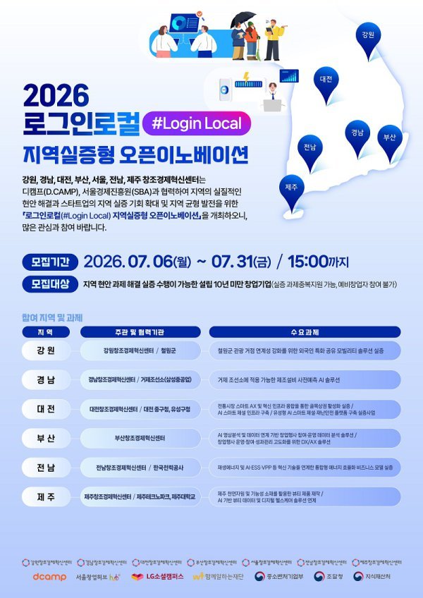 지역 현안, 스타트업 기술로 푼다… ‘로그인로컬’ 지역실증 참여기업 모집