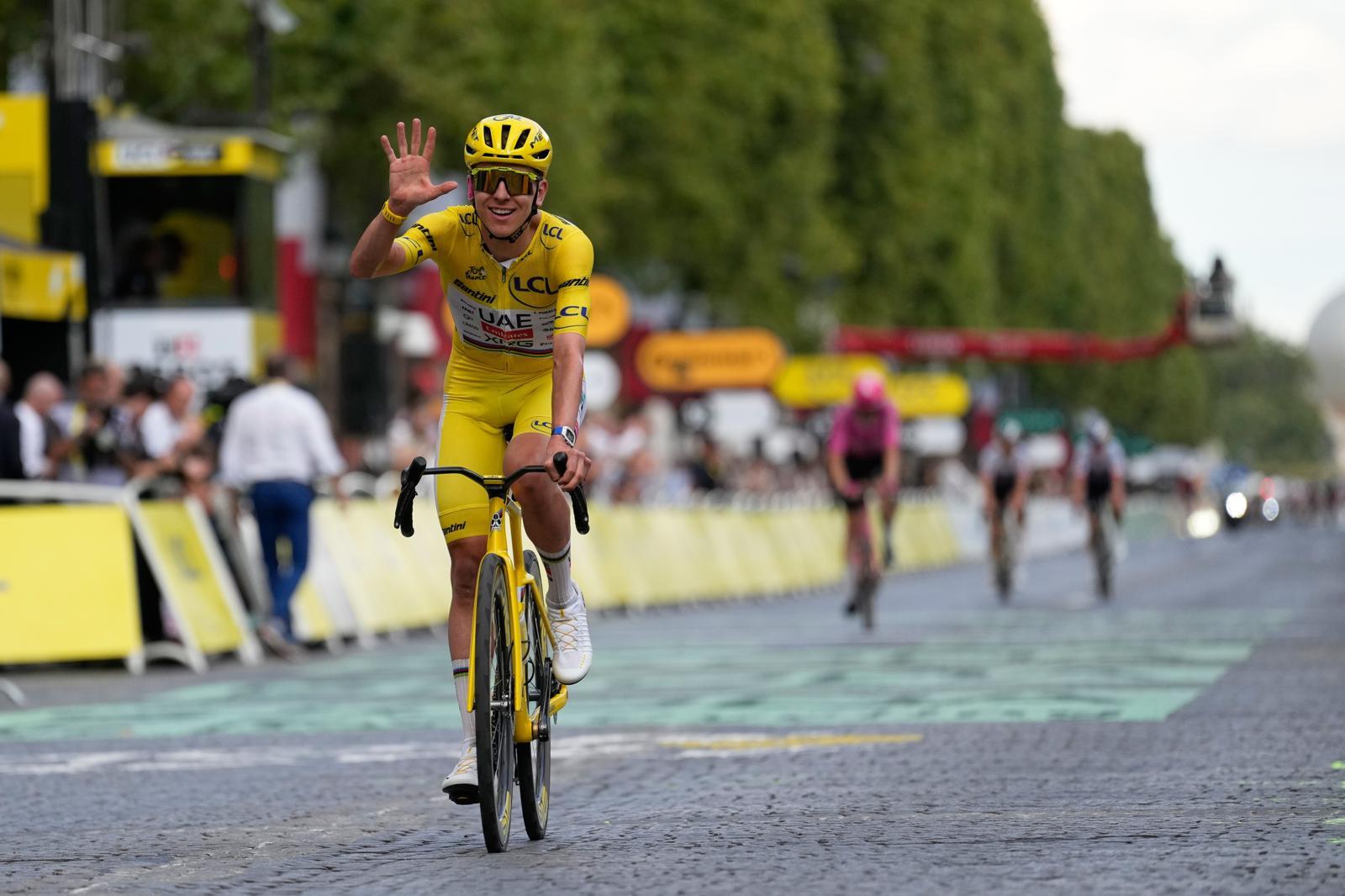 Pogačar ties Tour de France win record as youngest five-time champion