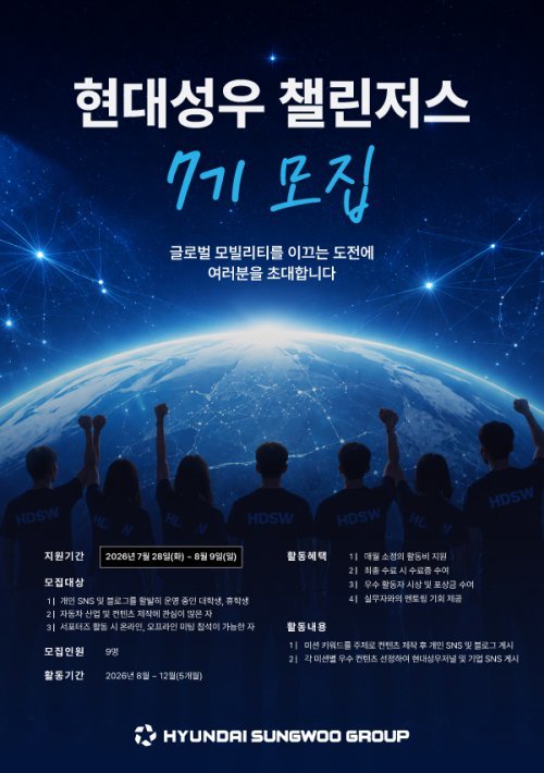 현대성우그룹, 대학생 콘텐츠 창작자 지원… ‘현대성우 챌린저스’ 7기 모집