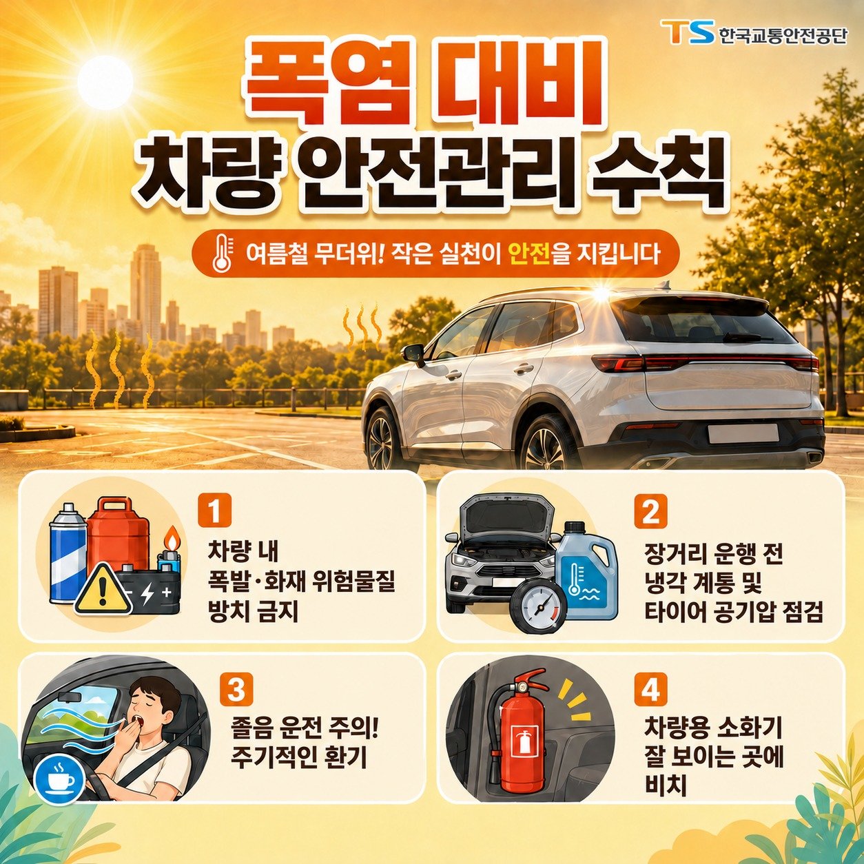 폭염 속 車 실내 최고 90도…보조배터리·라이터 ‘폭발 주의’