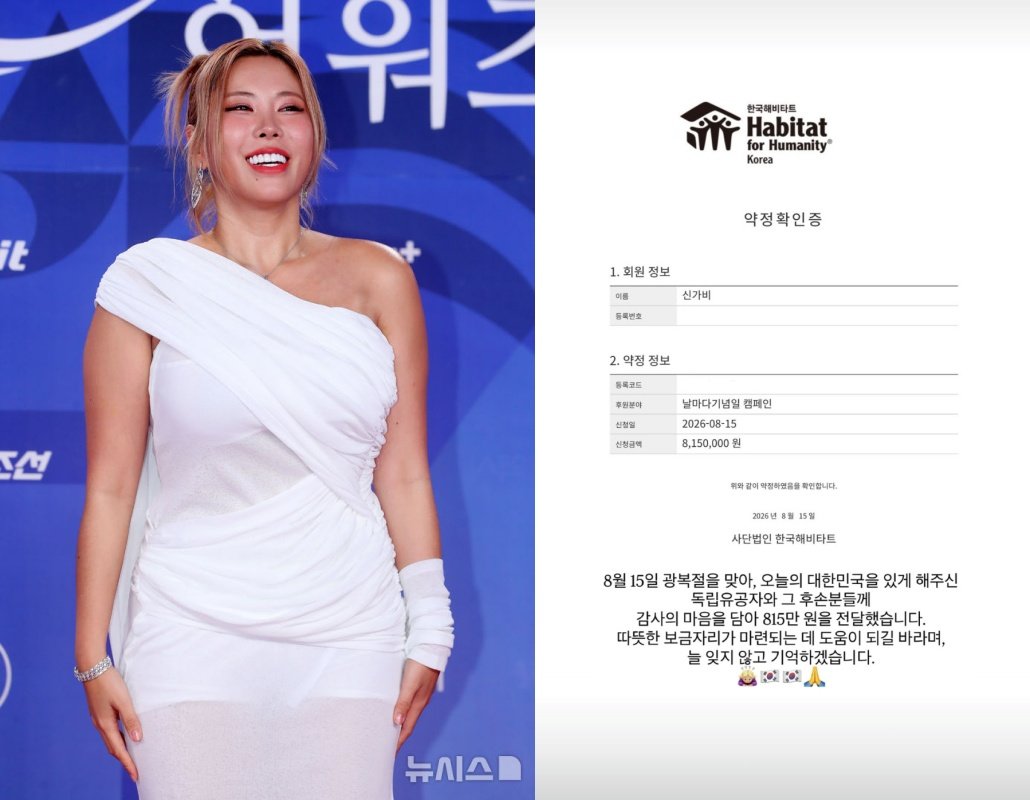 Gabee Donates 8.15 Million Won to Descendants of Independence Activists: 'I Will Remember and Never Forget'