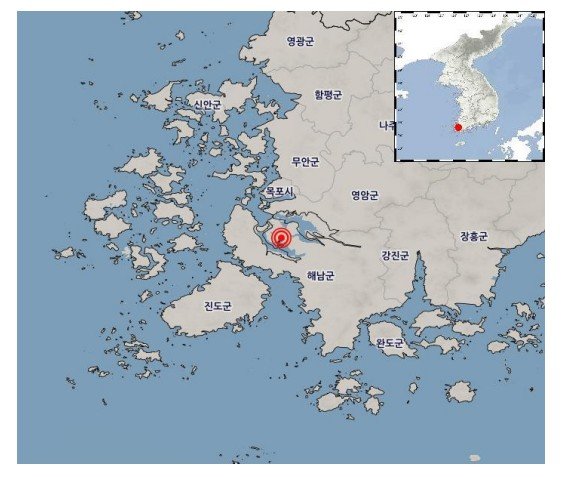 전남 해남 서북서쪽 20㎞서 규모 2.4 지진…“피해 없을 것”
