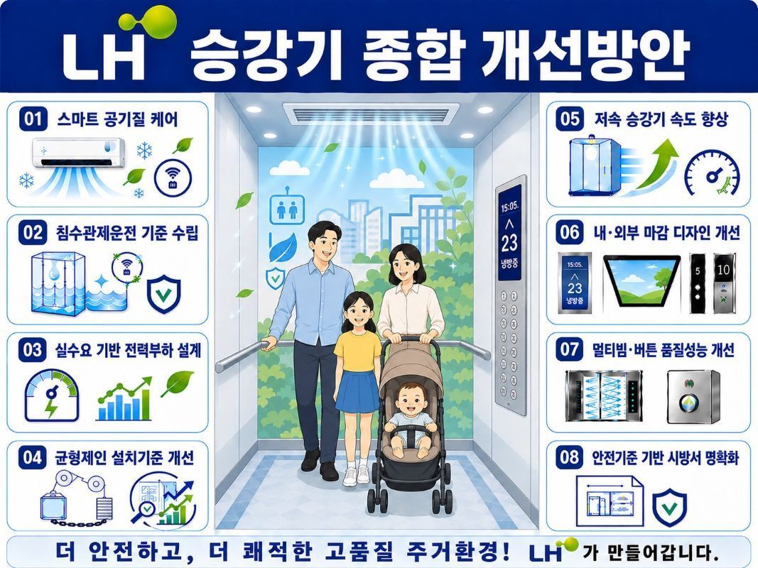 LH, 신규 승강기에 에어컨 설치 의무화…침수 땐 안전층 자동 이동