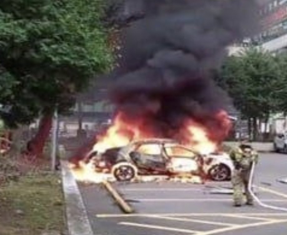 지상 주차장에 세워진 車 불나…30대 남성 중상