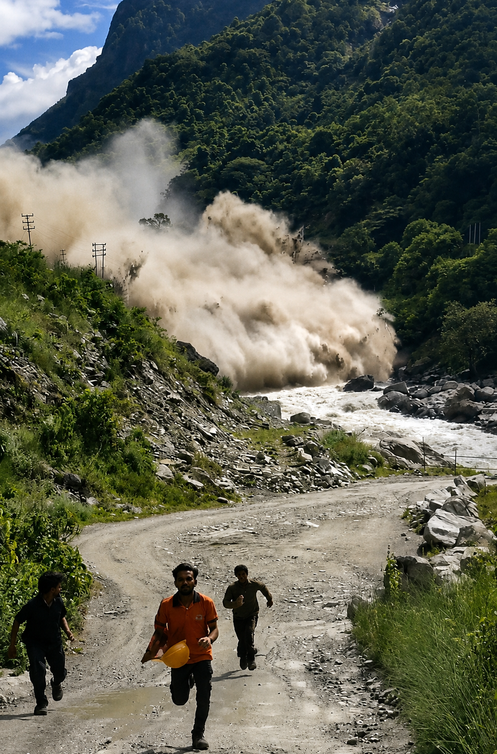 Flash flood disaster in Rasuwa, northern Nepal, triggered by glacier collapse
