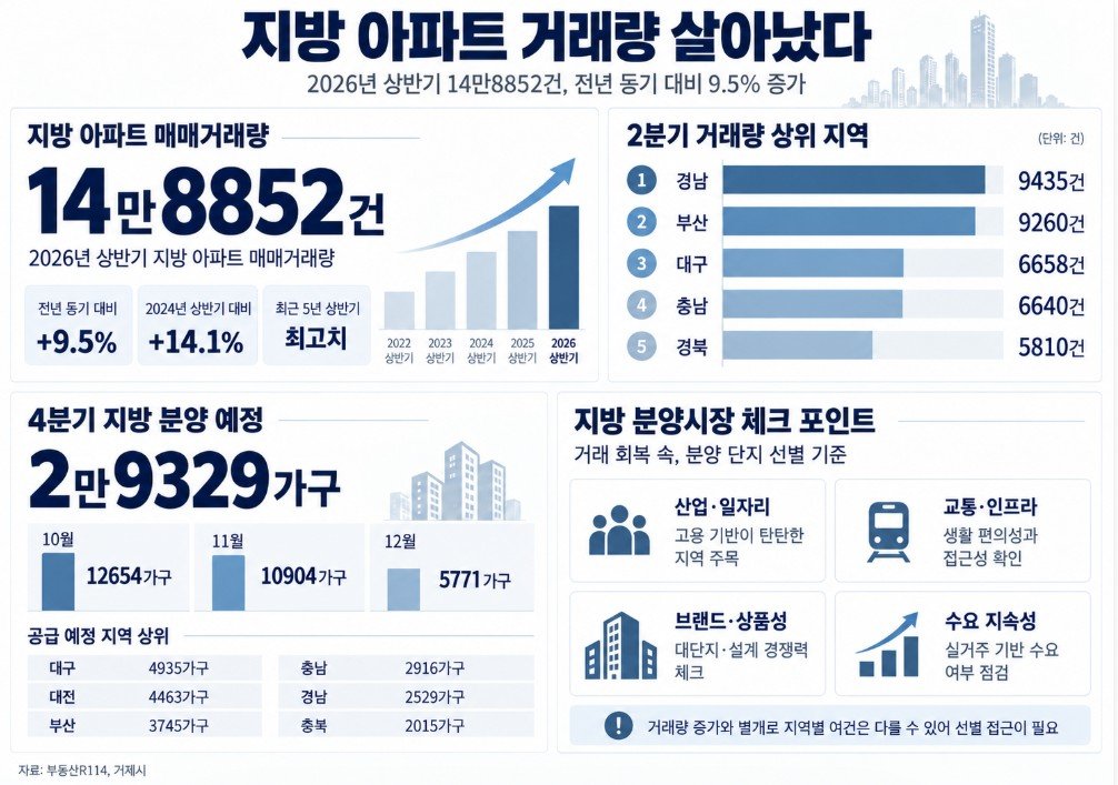 지방 아파트 거래량 상반기 5년 내 최대…14만8900건으로 전년比 9.5%↑