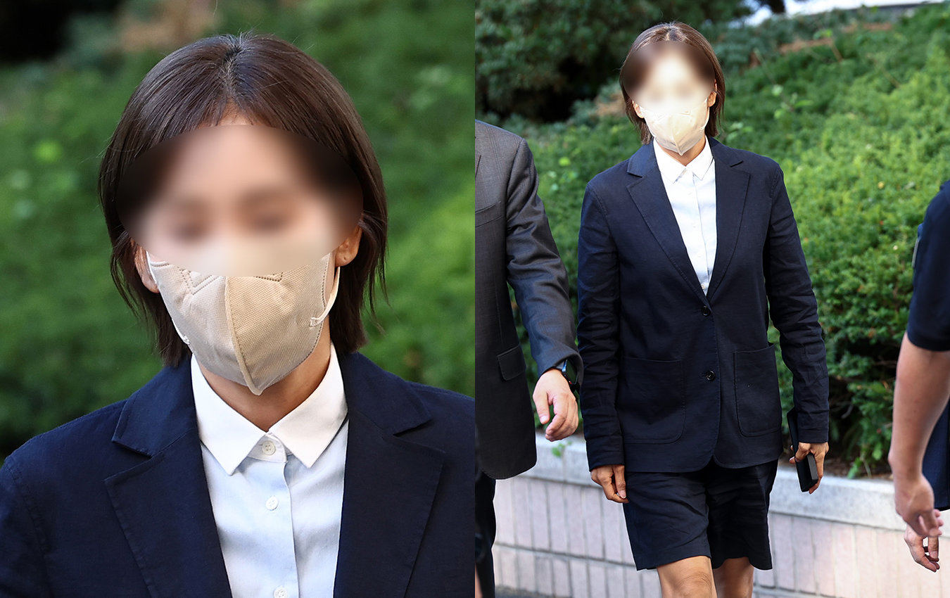‘김승원 청탁’ 양씨 법원에…명품 운동화에 반바지 차림