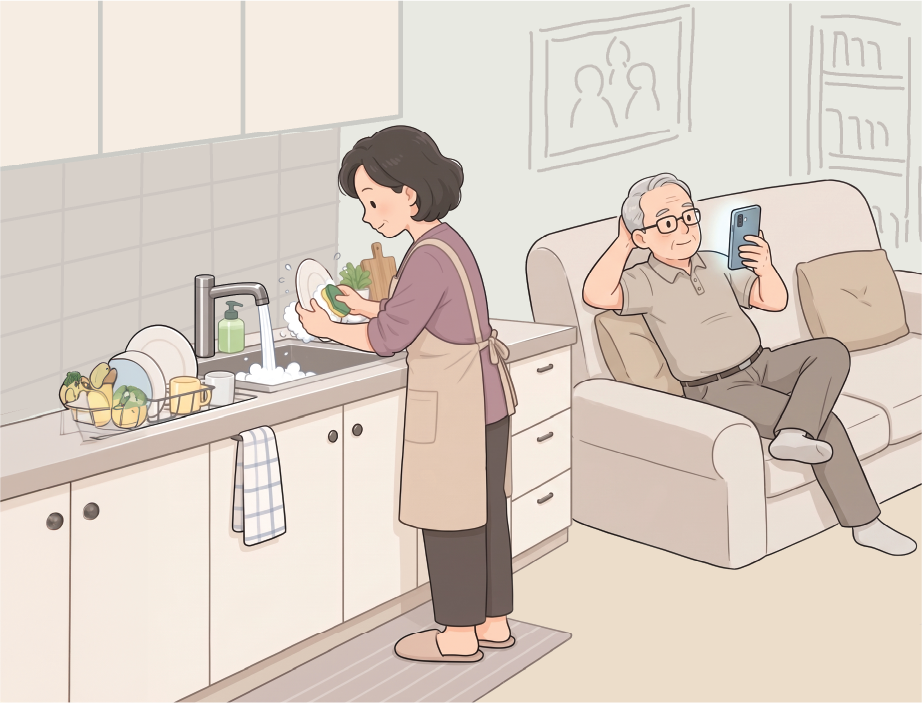 “집안일 공평하게” 64%… 실제론 22%