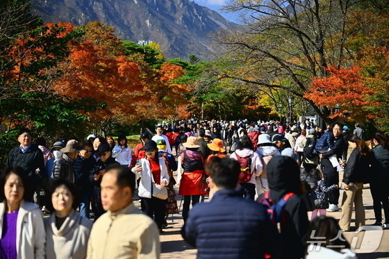 “단풍 드니 좋네”…설악·오대산 등 강원 명산 5만4000명 인산인해