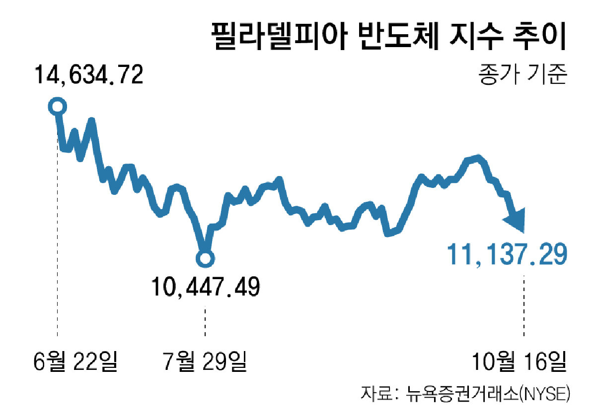 美 반도체지수 8일 연속 하락… 개미들 “조정 길어지나” 한숨
