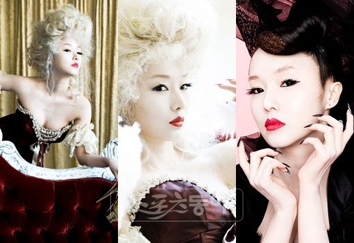 ‘이정현의 유혹’‘마리 앙투와네트로 변신한 이정현.’ 미니음반 발표에 맞춰 ‘에이바’라는 예명으로 활동에 나선 이정현이 댄스곡 두 곡을 동시에 부르며 인기몰이에 나선다. 사진제공｜에이바 엔터테인먼트