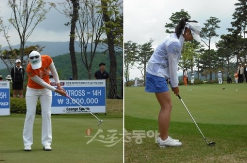 □1(서희경)　시선은 볼이 있던 자리에 고정시키고, 임팩트 이후 릴리스를 충분히 하면서 리듬감 있게 가속해야 퍼트 성공 확률이 높아진다. □2　(김하늘) 양팔을 편안하게 늘어뜨리고 퍼트를 하듯이 지면을 낮게 스치는 스윙을 하면 짧은 칩 샷의 거리 제어력이 향상된다.