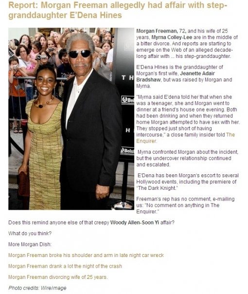 LA타임즈에서 보도한 모건 프리먼.