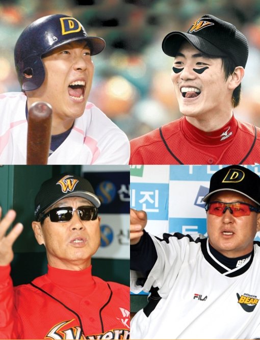 2년연속 한국시리즈에서 맞대결을 펼쳤던 ‘라이벌’ SK와 두산이 7일부터 전반기 마지막 맞대결을 펼친다. 이번 3연전이 향후 선두싸움에 변수로 작용할 전망이다. 승부의 중심에 선 두산 김현수와 SK 김광현(위). SK 김성근 감독과 두산 김경문 감독(아래). 스포츠동아DB