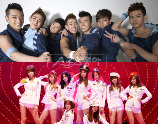 2PM(사진 위), 소녀시대.