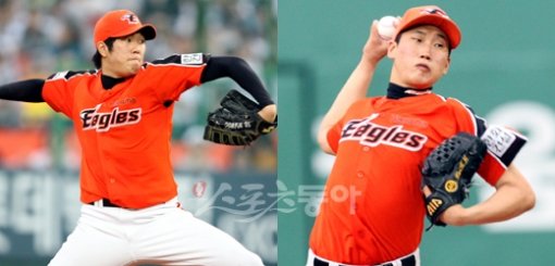 한화 투수 유원상(사진 왼쪽)과 김혁민. 스포츠동아DB