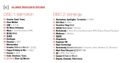 에픽하이 6집 트랙리스트.
