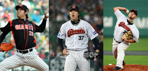 장원준·조정훈·송승준. 스포츠동아DB