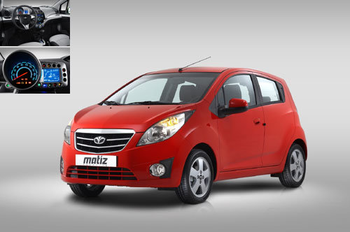 (사진 위부터) 1.인스트루먼트 패널과 도어 트림이 바디 컬러로 연출돼 한층 세련되고 깔끔한 실내 인테리어. 2.트립 컴퓨터를 탑재해 주행가능 거리, 평균속도, 주행시간 등을 쉽게 확인할 수 있는 미터 클러스터. 3.다이아몬드 형상의 대형 헤드램프와 휠 하우스가 조화를 이뤄 역동적이며, 강인한 인상을 더해주는 마티즈 크리에이티브. 5도어 차량이지만 스포티한 3도어처럼 보이게 디자인돼 미래형 경차의 새로운 이미지를 제시한다.  사진제공 ｜ GM대우