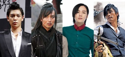 그룹 ‘빅뱅’의 탑, MBC ‘선덕여왕’의 김남길, SBS ‘미남이시네요’의 장근석, 영화 ‘좋은 놈 나쁜 놈 이상한 놈’의 이병헌.