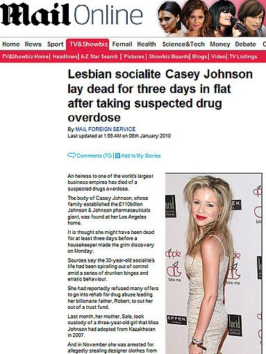 사망한 케이시 존슨의 모습. 사진출처= 데일리메일 보도화면 캡처