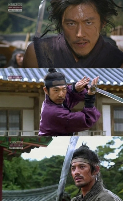 드라마 ‘추노’ 인상적인 연기를 펼치고 있는 장혁-이종혁-오지호. 사진출처= 방송화면 캡처