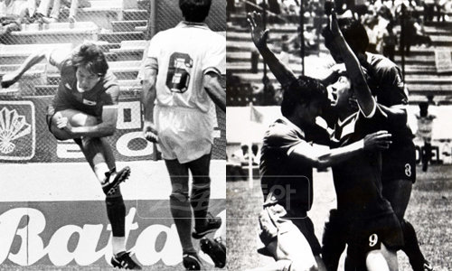 기다리던 월드컵 첫 골은 6월10일 펼쳐진 이탈리아 전에서 터졌다. 후반 17분 수비수 2명을 제치고 대포알 같은 슛으로 골을 성공시킨 최순호가 동료들과 함께 감격적인 포옹을 나누고 있다. 스포츠동아DB