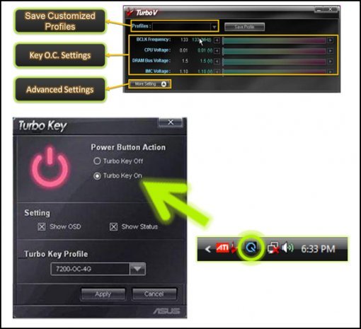 아수스가 제공하는 터보 V 프로그램(위)과 터보 키(아래) 프로그램