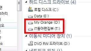 My Orange는 개인용 폴더, 아래 'IT동아편집부'는 공용 폴더다