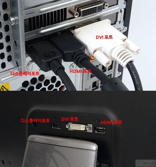 3대의 모니터에 각각의 포트로 연결
