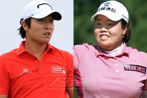 골프선수 김경태 안선주 (왼쪽부터). 스포츠동아DB