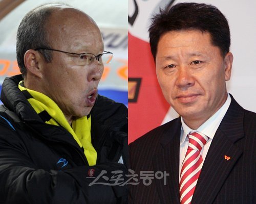 전남 드래곤즈 박항서(왼쪽) 감독이 자진 사임했다. 후임 사령탑으로 현재 스페인에서 연수 중인 정해성 전 대표팀 수석코치가 물망에 오르고 있다. 스포츠동아DB