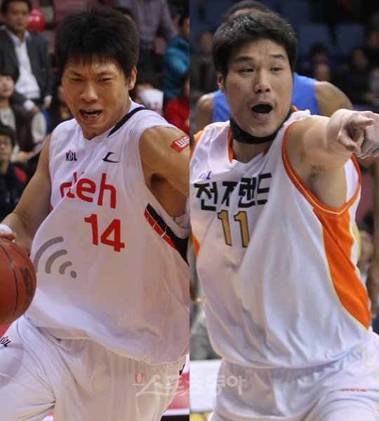 왼쪽부터 KT 박상오, 전자랜드 서장훈. 스포츠동아DB