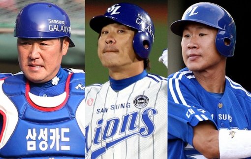 삼성 라이온즈 진갑용-신명철-강봉규. 스포츠동아DB
