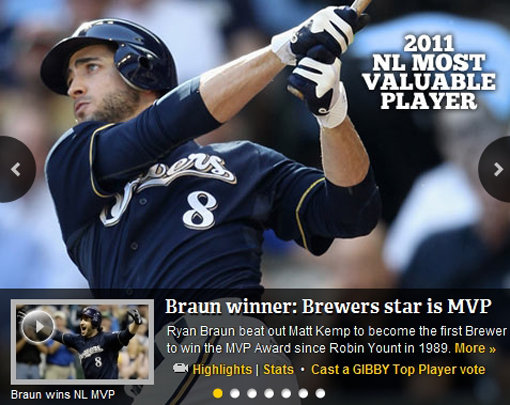 2011 내셔널리그 MVP 라이언 브라운 [사진 ㅣ 메이저리그 공식 홈페이지 캡쳐]