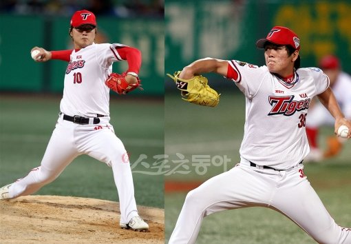 한기주(왼쪽)-심동섭. 스포츠동아DB