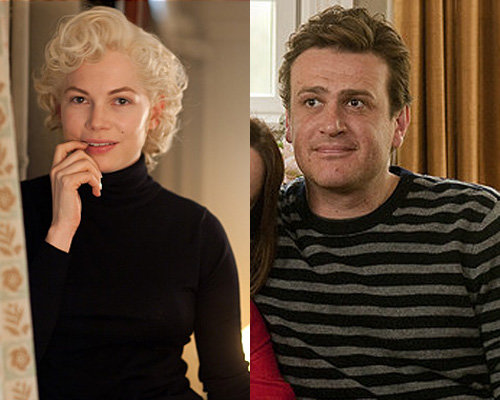 배우 미쉘 윌리엄스-제이슨 세걸. 사진 | 영화 ‘마릴린 먼로와 함께한 일주일’, ‘더 파이브-이어 인게이지먼트’ 캡처