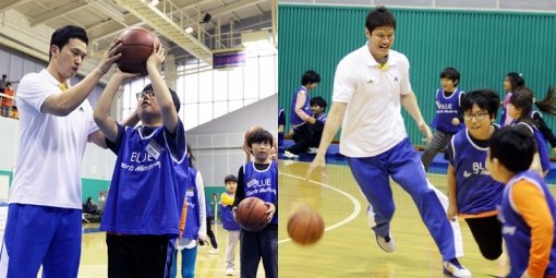 스포츠 멘토링에 나선 이규섭과 김승현. 사진제공｜서울 삼성 썬더스