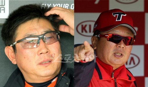 한대화 감독(왼쪽)-선동열 감독. 스포츠동아DB