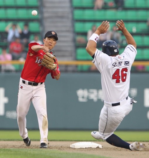 정근우(왼쪽). 사진제공｜스포츠코리아