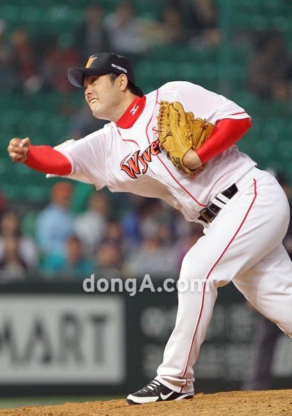 롯데 정대현의 SK시절 투구 모습. 스포츠동아DB