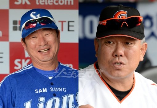 류중일 삼성 감독(왼쪽)과 양승호 롯데 감독. 스포츠동아 DB