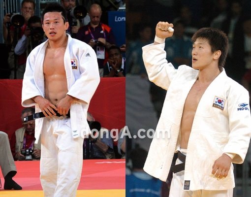 이원희(오른쪽)와 왕기춘. 동아닷컴DB