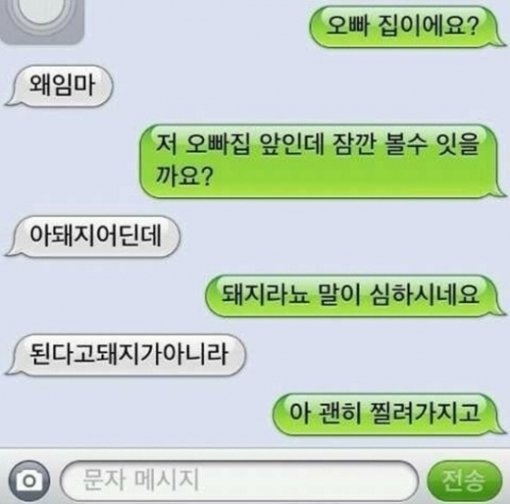 오빠에게 두근두근 문자. 사진출처=인터넷 커뮤니티